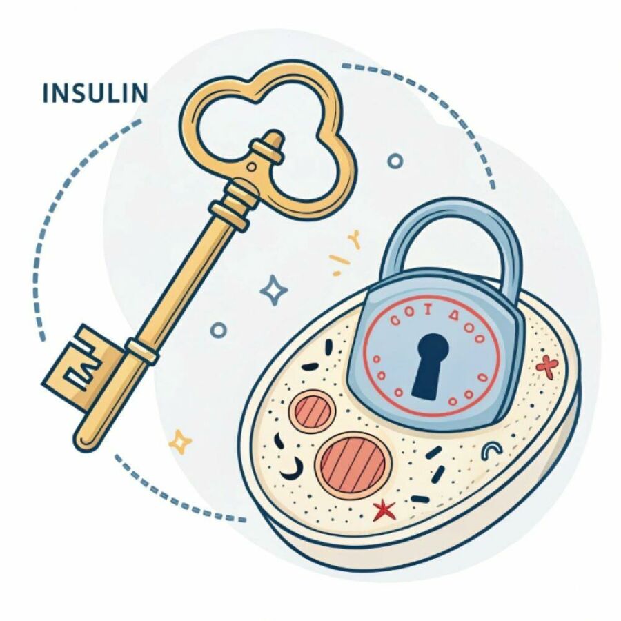 Imagem A-insulina-é-a-chave-que-permite-a-entrada-da-glicose-nas-células